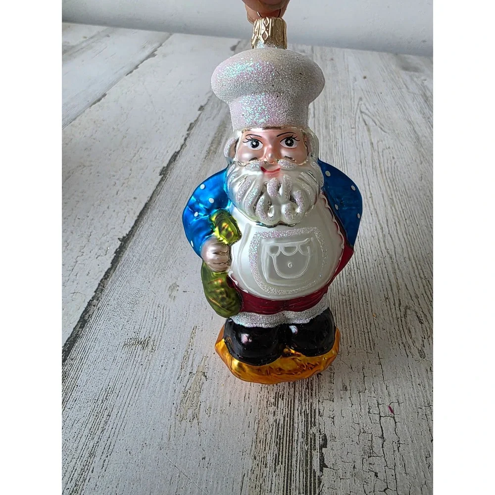 Glitter baking Santa Baker cook‎ ornament glass Xmas tree